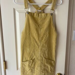 Yellow Corduroy Overall Dress